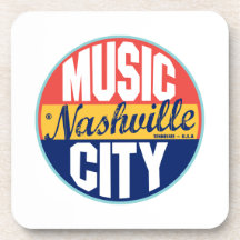 Nashville Vintage Label Beverage Coasters