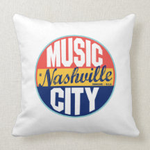 Nashville Vintage Label Throw Pillows