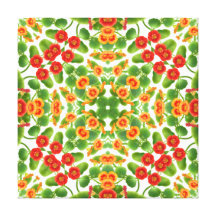 Nasturtium Floral Geometric Pattern Wrapped Canvas Canvas Print