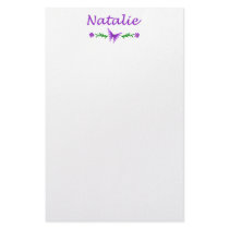 Natalie (Purple Butterfly) Customized Stationery