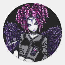 natasha, pink, guardian, angel, stickers, myka jelina, gothic, elegance, angels, dark, tattoos, hot pink, skulls, angel wings, creatures, races, Sticker with custom graphic design