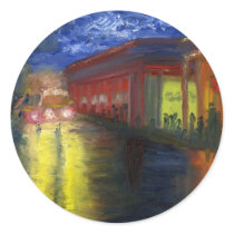 Natchitoches, Louisiana at Night Round Stickers