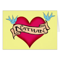 Nathan - Custom Heart Tattoo T-shirts & Gifts cards