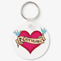 Nathan - Custom Heart Tattoo T-shirts & Gifts keychains