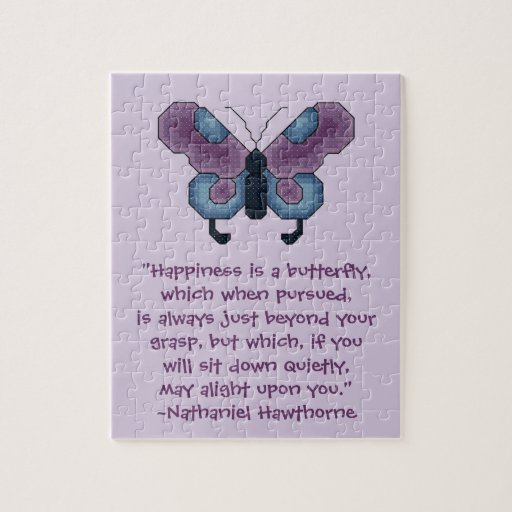 Nathaniel Hawthorne Butterfly Happiness Quote Jigsaw Puzzle