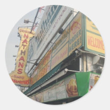 Nathan's Famous Hot Dogs Stickers Round Sticker