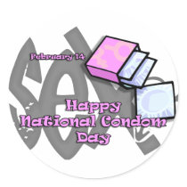 National Condom Day February 14 Round Sticker