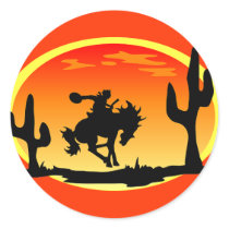National Day of the Cowboy Bronco Silhouette Sticker