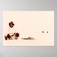 Native Alaskan Ice Fishing Print
