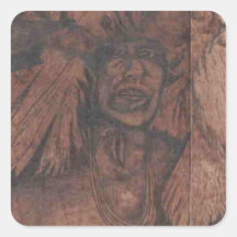 NATIVE AMER WB.PNG Native american wood burning Square Stickers