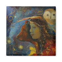Native American Bear and Owl Animal Spirits magnets by saltwatermoon Native American Bear and Owl Animal Spirits magnets