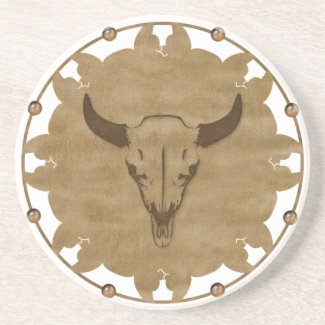 Native American Bull Skull coaster