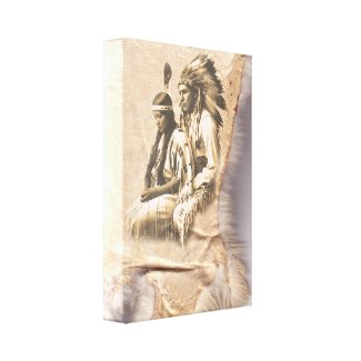 Native American Couple Wrapped Canvas wrappedcanvas
