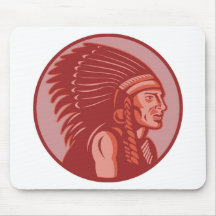 native american indian chief front view mousepad