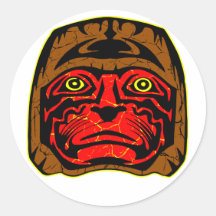 Native American Indian Dance Mask Round Sticker