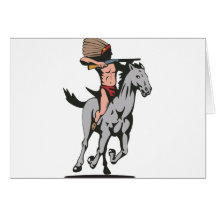 Native American Indian Riding Horse Greeting Card