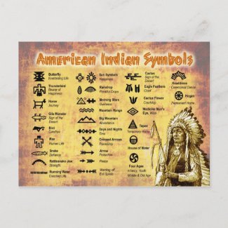 Native American Indian Symbols Postcards