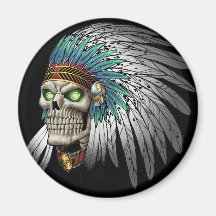 Native American Indian Tribal Gothic Skull Magnets