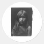 Native American Indian Vintage Portrait Round Stickers
