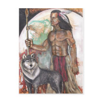 Native American Indian & Wolf postcards by whittyart Native American Indian & Wolf postcards