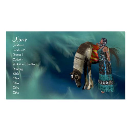 Native American Profile Card Business Card Template (front side)
