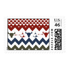 Native American Red Blue Chevron Tipi Skulls Arrow Postage Stamps