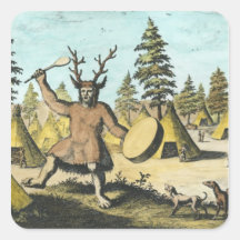 Native American Shaman Square Stickers