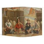 Native American smoking peace pipe with cowboys Vinyl Binder
