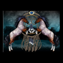 Native American Style Ponies With Dream Catcher posters