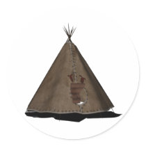 native american teepee round sticker