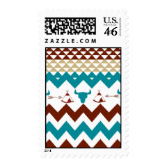 Native American Turquoise Red Chevron Tipi Skulls Postage Stamps