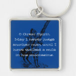 Native American "Walk a mile in his moccasins" Silver-Colored Square Keychain