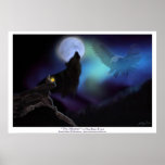 Native American, Wolf, Eagle &amp; Moon Poster
