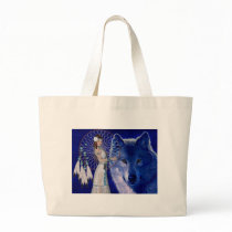 Native American Woman & Blue Wolf Design bags by mrssocolov4 Native American Woman & Blue Wolf Design bags