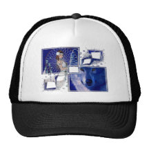 Native American Woman & Blue Wolf Design Trucker Hat