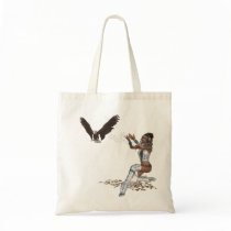 Native American Woman & Eagle Tote Bag