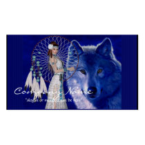 Native American Woman w/Wolf Fantasy Business Card