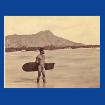 Native Hawaiian Surfer, c. 1890 postcards