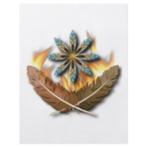 native red tailed hawk feathers and flames digital flyer design