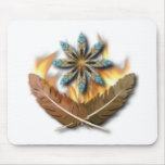 native red tailed hawk feathers and flames digital mouse pads