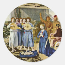 Nativity By Piero Della Francesca (Best Quality) Round Sticker