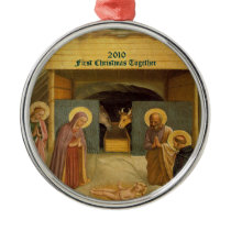 Nativity First Christmas Together Dated Custom Ornament