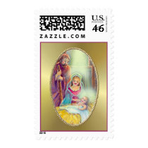 NATIVITY & GOLD by SHARON SHARPE Postage Stamp