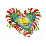Nativity in Candy Cane Heart Post Card