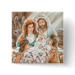 Nativity Painting with Little Shepherd Boys Pins