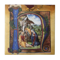 NATIVITY PARCHMENT MONOGRAM CERAMIC TILE