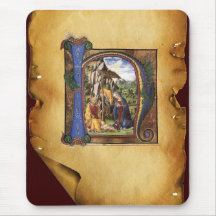 NATIVITY PARCHMENT Monogram Mouse Pads