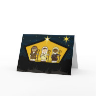 Nativity Shepherds in Stable Card card