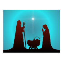 NATIVITY SILHOUETTE & STAR by SHARON SHARPE Postcards