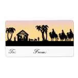 Nativity Silhouette Wise Men on Horizon Gift Tags Custom Shipping Label